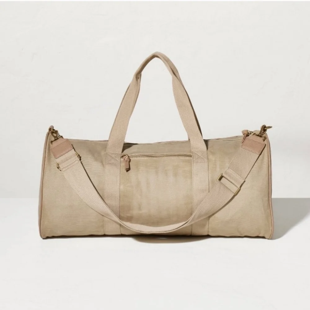 Hearth & Hand with Magnolia Waxed Canvas Travel Duffel Bag Khaki